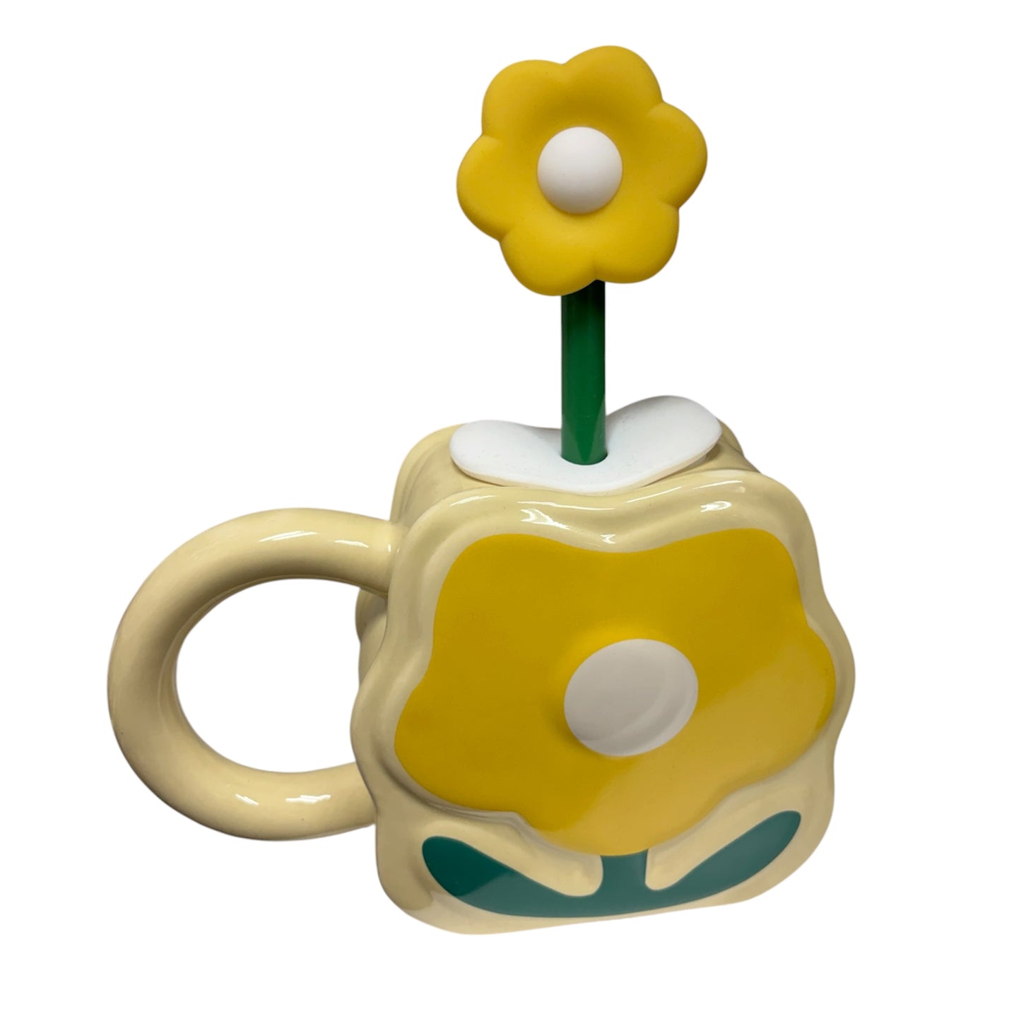 Floral Shape Mug with Straw