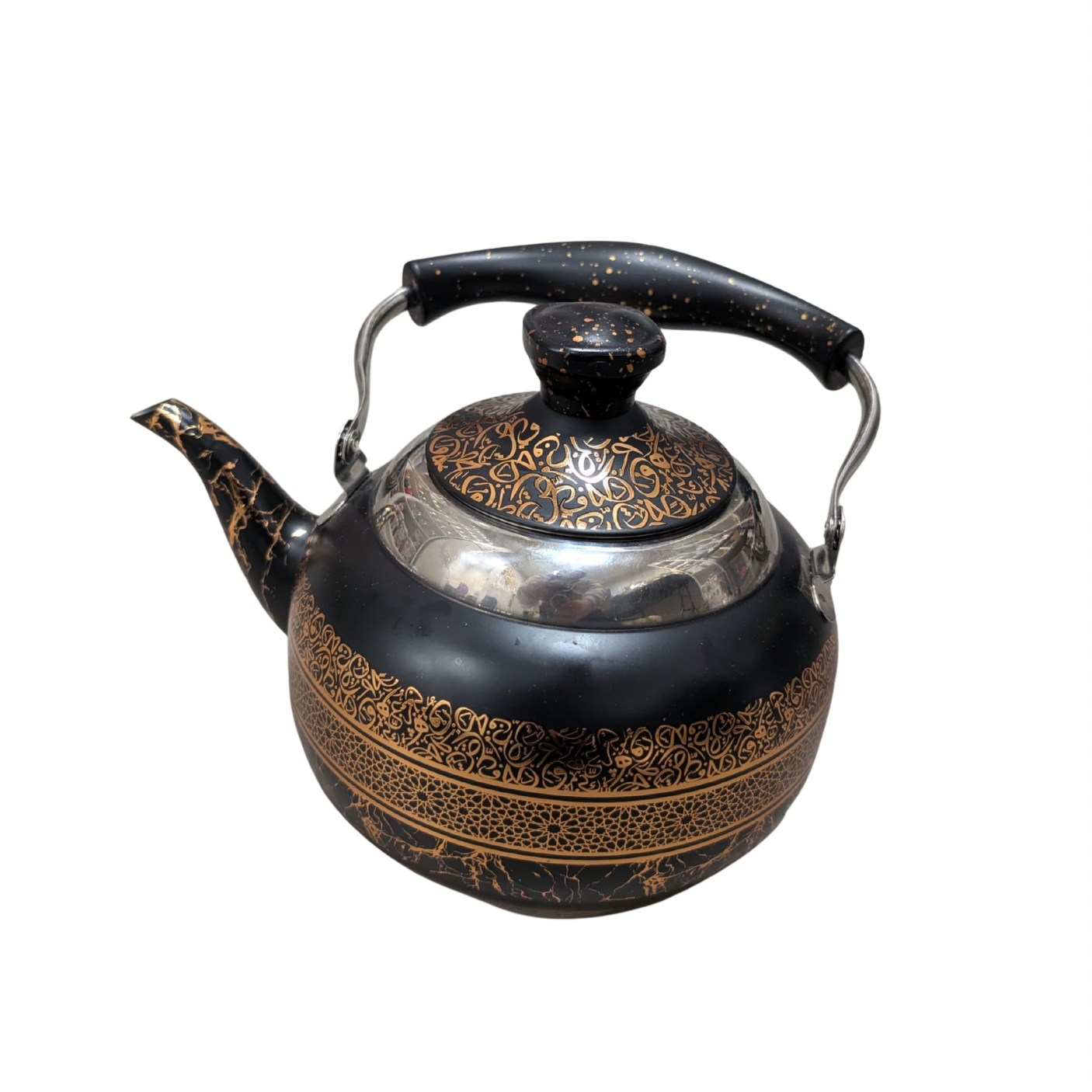 Golden and Black Calligraphy Teapot