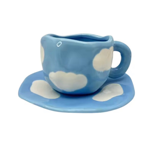 Cute Cloud Ceramic Mug Set – 10 oz