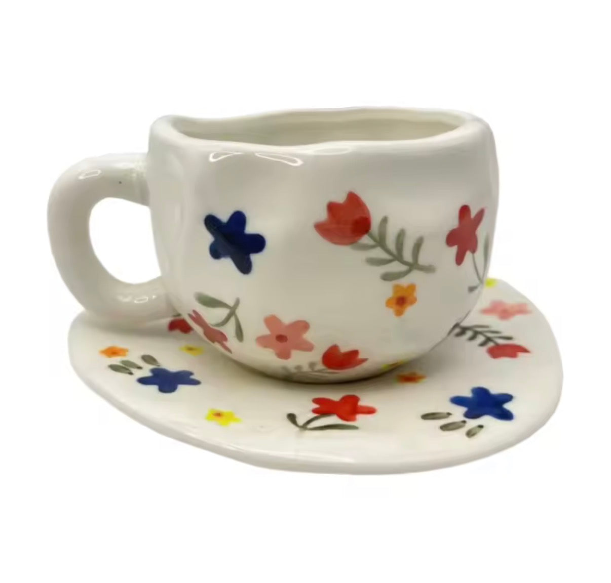 Vintage Floral Ceramic Mug Set – 10 oz