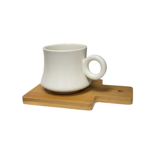 Turkish Coffee Cup with Bamboo Saucer